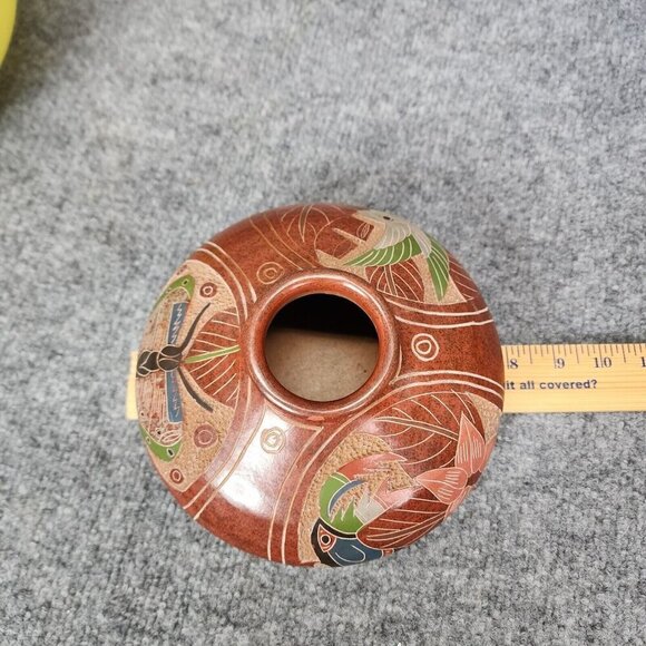 Costa Rica Toucan Hummingbird butterfly Ceramic Vase Folk Art Pottery - Picture 15 of 15